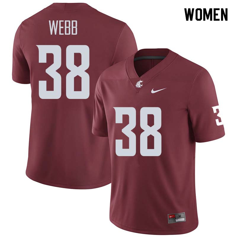 Women #38 Zaire Webb Washington State Cougars College Football Jerseys Sale-Crimson